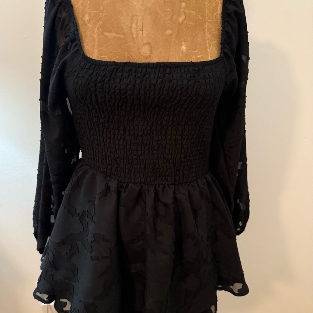 NWOT Elegant Black Smocked Dress